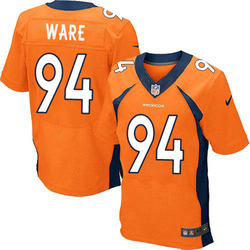 Men's Elite DeMarcus Ware Nike Jersey Orange Home - #94 NFL Denver Broncos